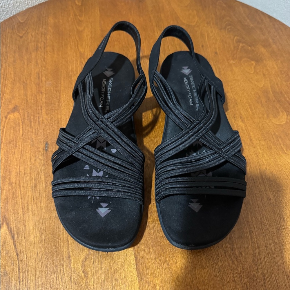 Skechers Women's Black Strappy Slingback Sandals